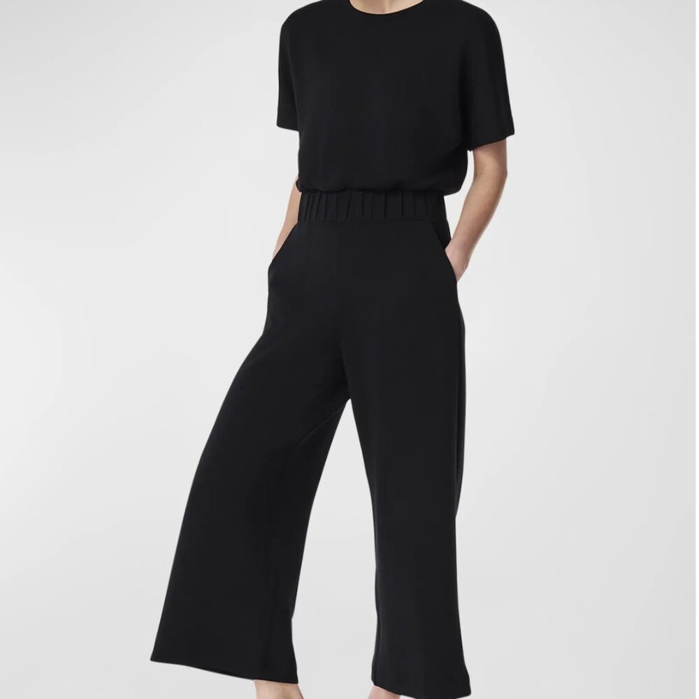 SPANX AirEssentials Cropped Wide Leg Jumpsuit - Black